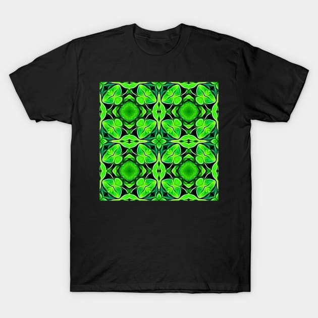 Pretty Green Leaves Lucky Clover Greenery Pattern 2 T-Shirt by BubbleMench